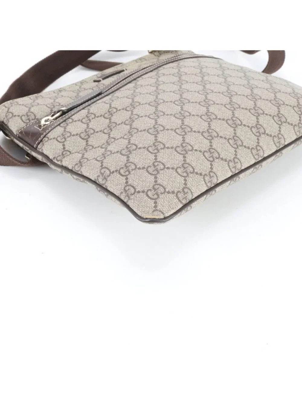 Gucci GG Supreme Leather Shoulder Bag Crossbody Messenger Business Brown